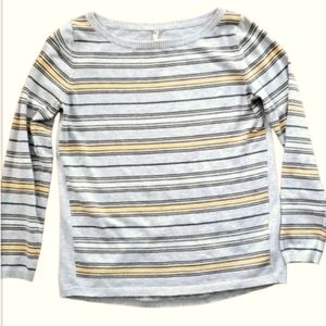 TeeBerry‎ & Weave Womans Grey and Yellow Striped Boatneck Sweater Size Large